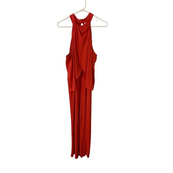 Chico's Women's Orange Ruffle Halter Jumpsuit - 3 (Large) - Picture 1 of 12